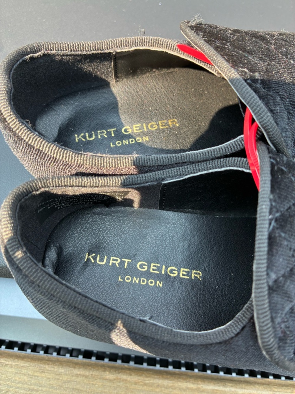 Kurt Geiger Black Kids Dress Shoes with Red Accent